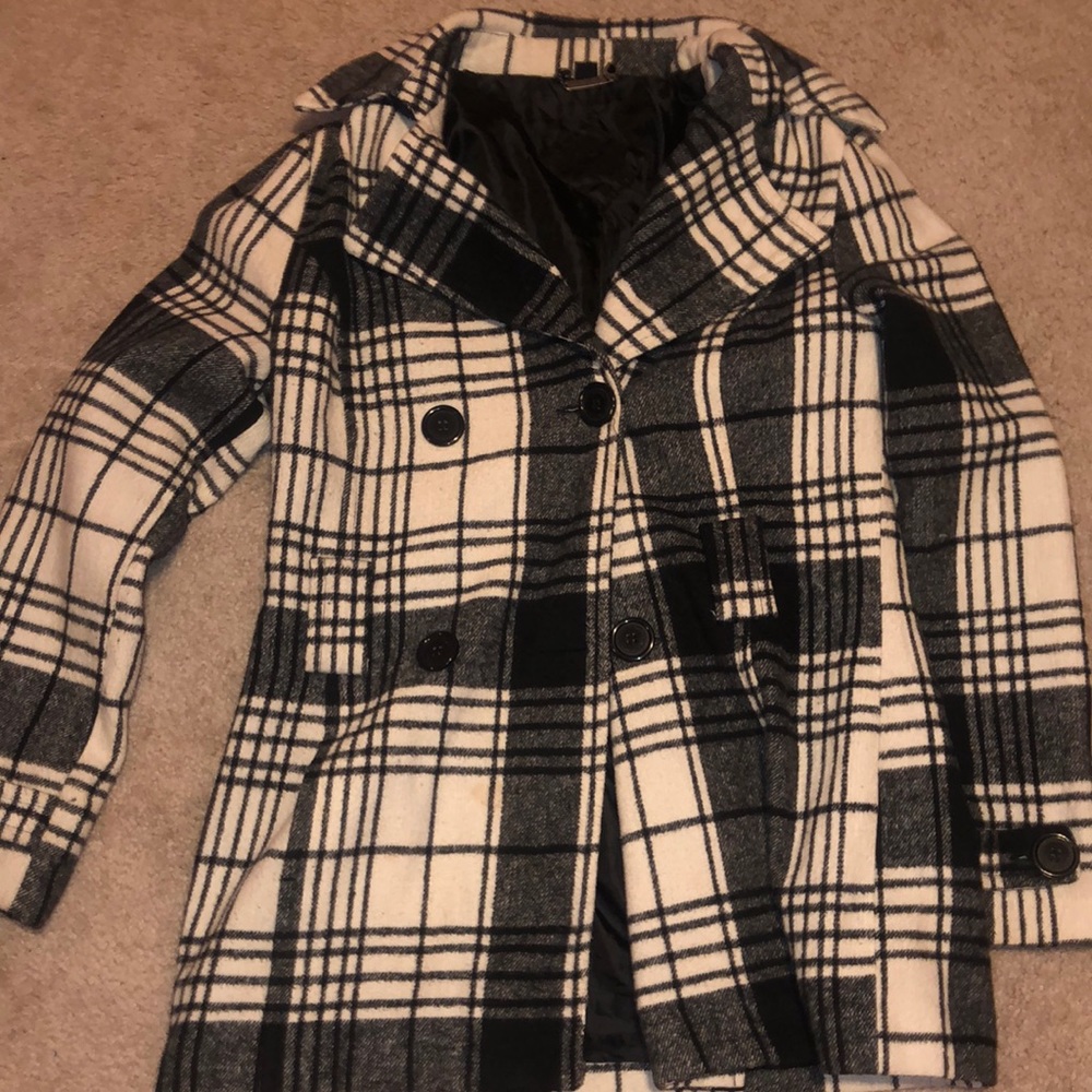 Long, black and white coat